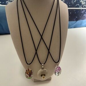 Elegant Black Cord Pendant Necklace Set